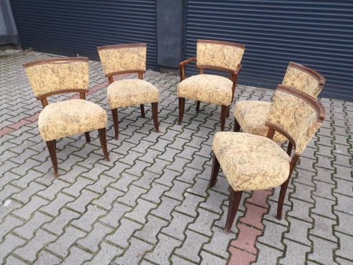 4 стула + кресло - арт-деко - винтажный дизайн - Thonet