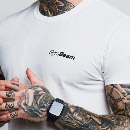 KOSZULKA SPORTOWA T-SHIRT TRENING SIŁOWNIA FITNESS BASIC - GymBeam L biała