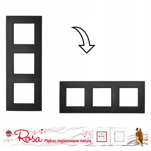 ROSA Ramka potrójna kolor Czarny