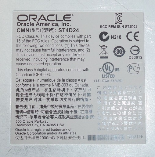 Массив хранения данных Oracle Sun 24x3,5 SAS DE2-24C ST4D24