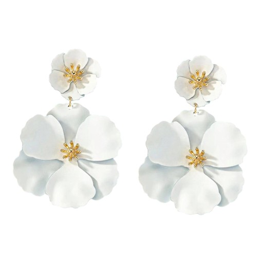 Flower Dangle Earrings Boho Matte Layered Floral Earrings Chic