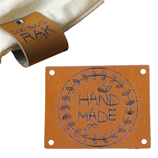 10X HANDMADE SKÓRZANE NASZYWKI METKI RĘKODZIEŁO