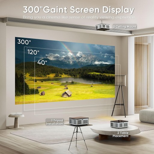 Светодиодный проектор Horlat FULL HD 300 дюймов, динамик HiFi