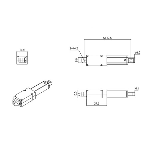 SIŁOWNIK LINIOWY ELEKTRYCZNY 12V 70N 100mm