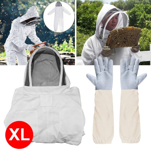 КОСТЮМ ДЛЯ ПЧЕЛОВОДСТВА, НА МОЛНИИ, СЪЕМНАЯ ШАПКА XL + ПЕРЧАТКИ