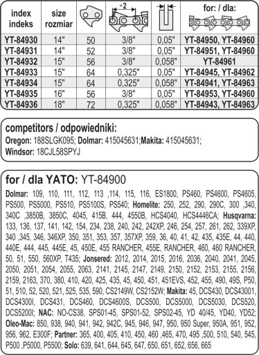 НАПРАВЛЯЮЩАЯ ЦЕПИ ДЛЯ ПИЛ 18'' 325U