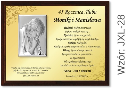 PREZENT ROCZNICA ŚLUBU JUBILEUSZ 10 15 20 25 30 40 45 50 55 GODY + pudełko