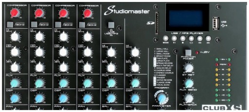 Studiomaster CLUB XS8+ - mikser 4 kanały mikrof. z kompres. USB bluetooth