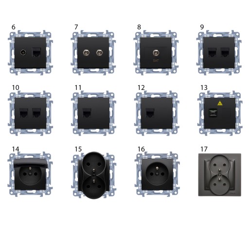 Simon 10 GNIAZDO ANTENOWE F + RJ45 CZARNY MAT
