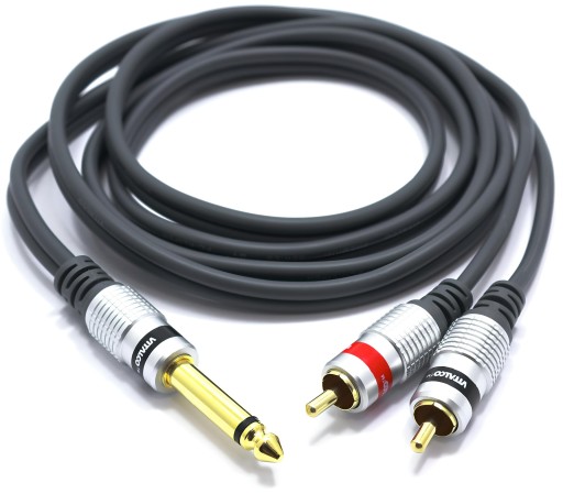 KABEL JACK 6,3 MONO - 2x WTYK RCA CINCH VITALCO MK80