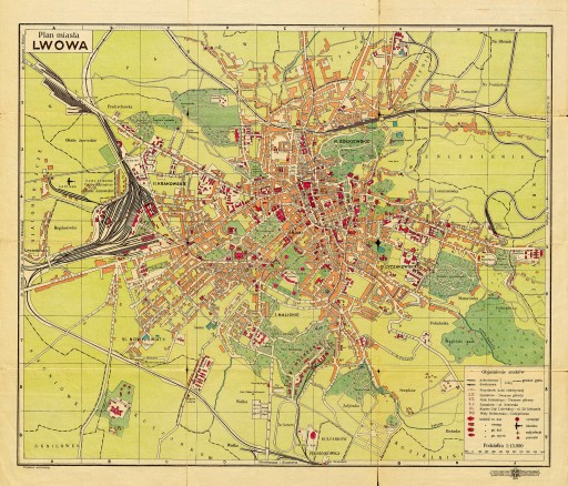 Старый план Львова 1922 года. 70х60см