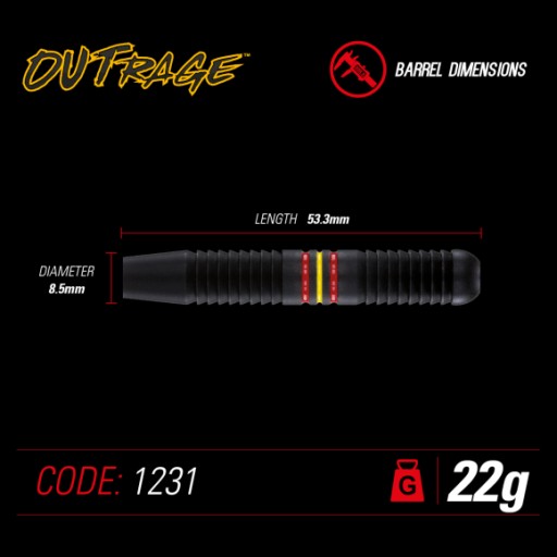 WINMAU Outrage Дротики - острое острие 20 г.