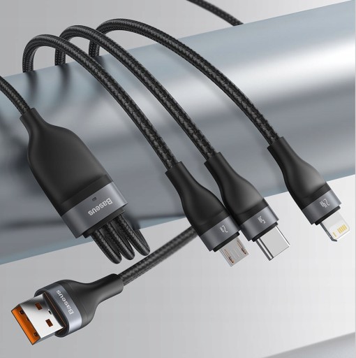USB-КАБЕЛЬ BASEUS 3IN1 ДЛЯ IPHONE MICRO TYPE-C 5A LED