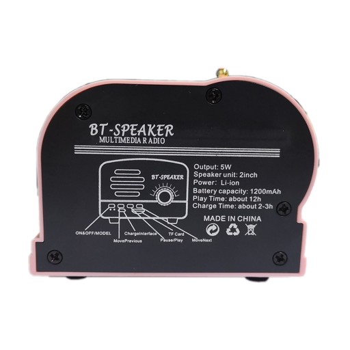 Динамик Retrorock 5W DC, ретро-розовый