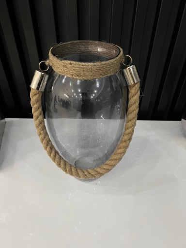 WAZON SZKLANY LAMPION OSŁONKA SZKLANA SZNUR DEKORACJA