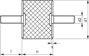 Резиновый виброизолятор типа A15X15 M4X10
