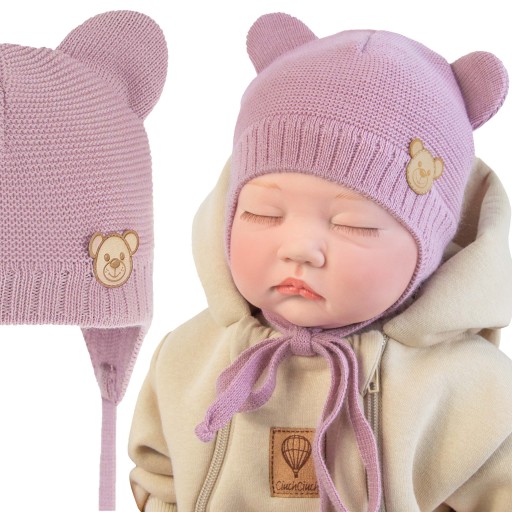 Czapka CZAPECZKA NIEMOWLĘCA dla dziewczynki wiązana WIOSNA JESIEŃ 38-40cm