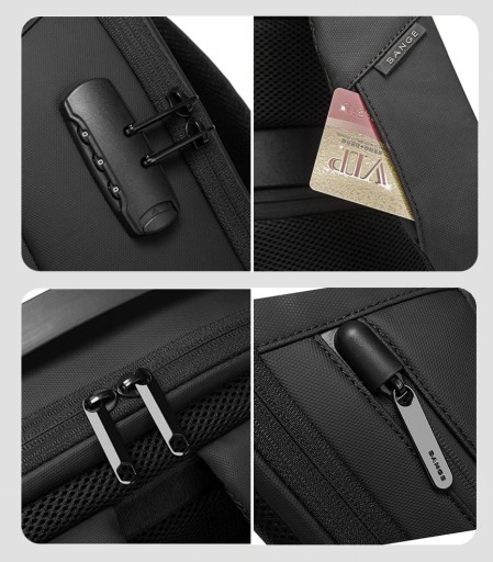 Antykradzieżowy plecak Bange BG-7225 na laptopa 15,6 z USB szary