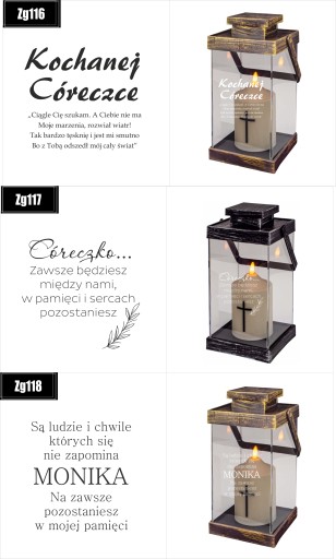 ZNICZ LATARENKA KAPLICZKA z grawerem dla Córki