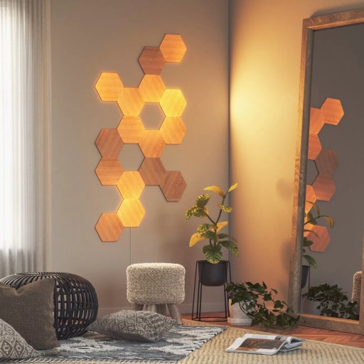 Набор Nanoleaf Elements Hexagons из 7 светодиодных световых панелей под дерево