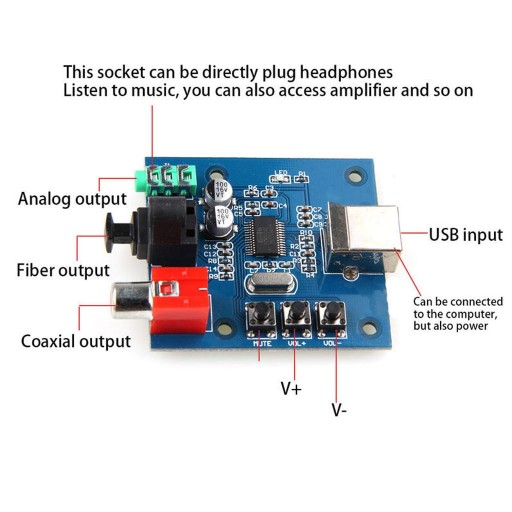 5 В PCM2704 USB ЦАП USB к аналоговому выходу звуковой карты S/PDIF