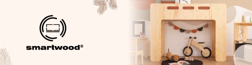Детская двухъярусная кровать Мезонин MIMI A 180x90 Каркас натуральный деревянный