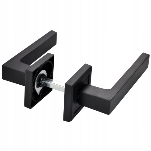 Дверная ручка MAT BLACK + РОЗЕТКА С КЛЮЧОМ ИЛИ ВСТАВКОЙ, С ПРУЖИНОЙ