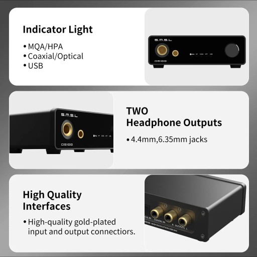 Аудиодекодер Smsl DS100 USB MQA ЦАП CS43131 32 бит/768 кГц