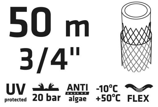 Шланг садовый 50 метров 3/4 дюйма VERTO 15G805