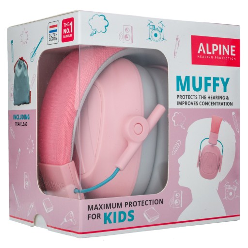Alpine Muffy Kids, защитные наушники для слуха, розовые.