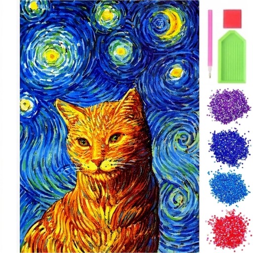 Diamond Emelcodery Diamond Mosaic 5D Cat