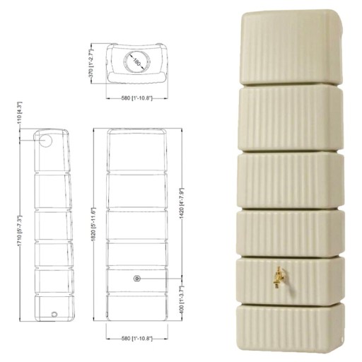 4Rain SLIM Настенный резервуар для дождевой воды, 300 л.