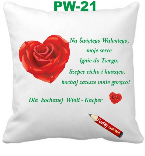 Poduszka walentynkowa wiersz + imiona imię Wzory MIX