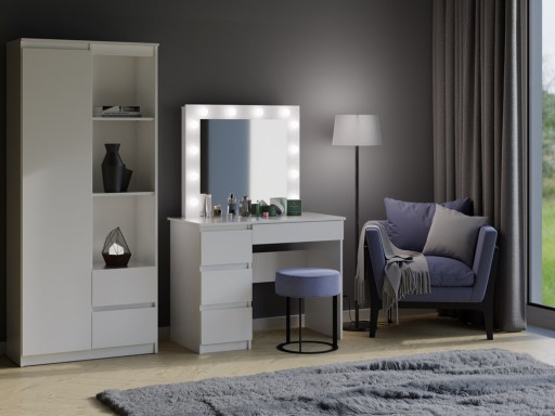 ТРУБНОЙ СТОЛИК С ЗЕРКАЛОМ И СВЕТОДИОДНОЙ ПОДСВЕТКОЙ MARINA MATTE WHITE