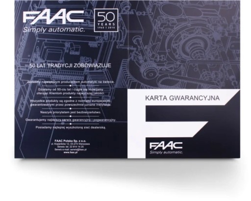 FAAC 740 ZESTAW BRAMY PRZESUWNEJ 5M LISTWY ENKODER