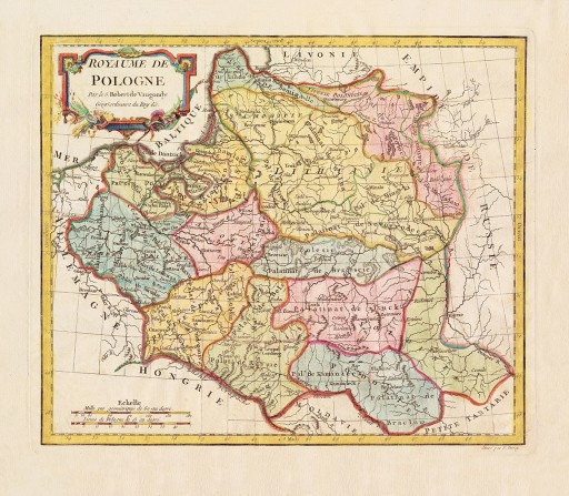 Старая карта Польши - де Вогонди 1762 г. - 91x61