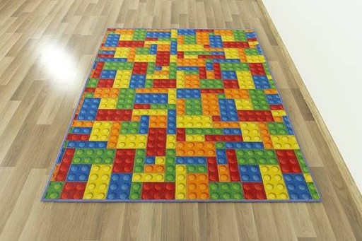 DYWAN MODNY KOLOROWY W KLOCKI DO POKOJU DZIECKA DZIECI NA FILCU 100x200 cm