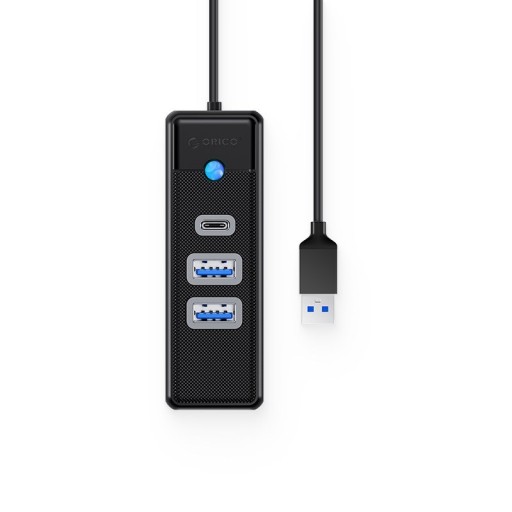 Orico Hub черный USB-A — 2x USB 3.1 + 1x USB-C, встроенный кабель 15 см
