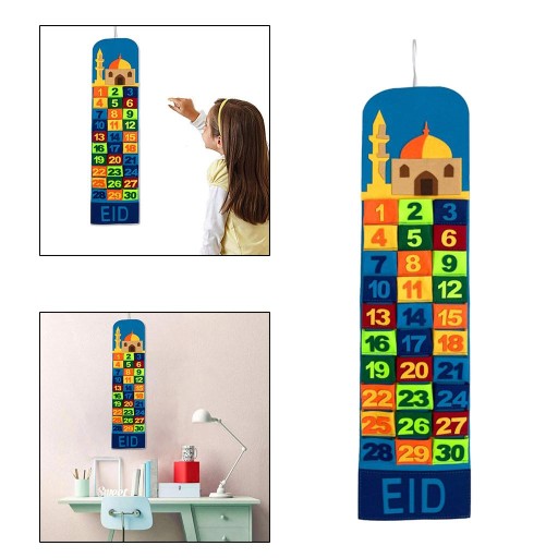 Kalendarz Ramadanu, wiszący kalendarz odliczania Eid Mubarak, wielokolorowy adwent