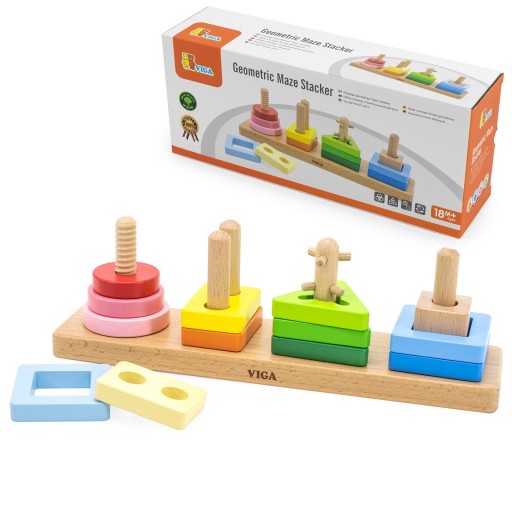 UKŁADANKA MONTESSORI DREWNIANA SORTER KSZTAŁTY LOGICZNA ZRĘCZNOŚCIOWA VIGA