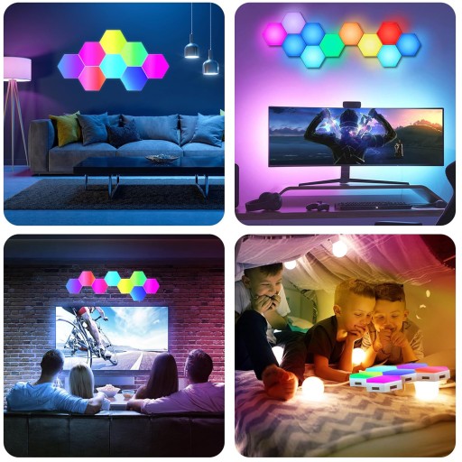lampa wisząca lampa hexagon 10 -punkty światła zintegrowane źródło led RGB