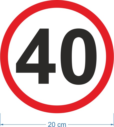 Naklejka OGRANICZENIE PRĘDKOŚCI 40 km/h znak na naczepę przyczepę 20 cm