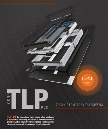 Okno dachowe 3 szybowe PVC OptiLight TLP U4 78x118 RAL 7022