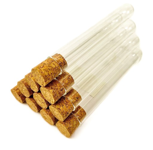 10x Probówki szklane okrągłodenne z korkiem 12x125 mm fiolka buteleczka