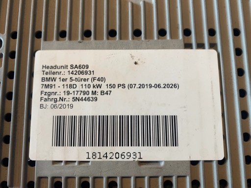 RADIO NAWIGACJA MGU APN BMW 1 F40 2 F44 Z4 G29 9833770