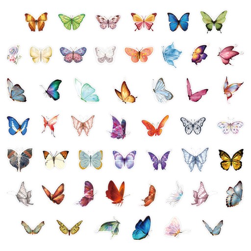 50 SZT. NAKLEJEK MOTYL MAŁA NAKLEJKA MOTYL