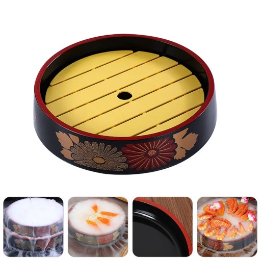 Wooden Round Tray Pallets Sushi Plate Snack Bowls