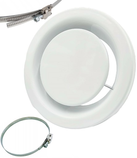 ANEMOSTAT WYWIEWNY 125mm BIAŁY Z RAMKĄ + OPASKA