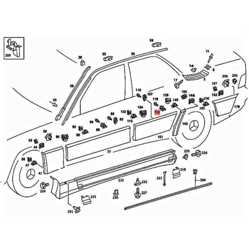 MERCEDES 190 W201 W124 SPINKA LISTWY DRZWI BOCZNA SZEROKA TYLNA