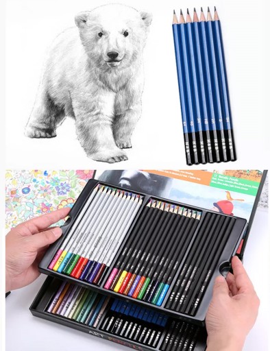 Профессиональный набор мелков Metallic Crayons + H&B Pencils 61в1